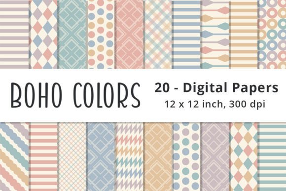 Download Light Boho Colors Digital Pattern Papers - Digital pattern Collection
