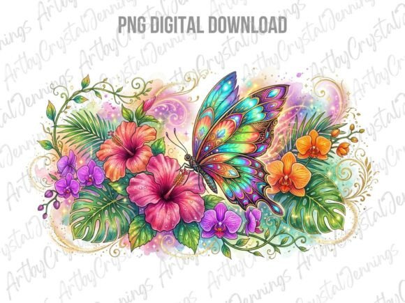 Download Vibrant Tropical Butterfly Floral PNG - Floral Collection