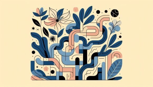 Download Botanical Maze in Floral Curves – Cubist - Floral Collection