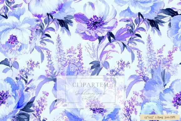 Download Purple Blue Floral Sublimation Pattern - Floral Collection