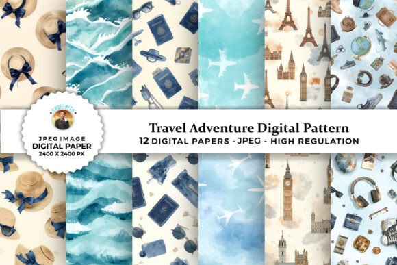 Download Travel Adventure Digital Patterns - Digital pattern Collection