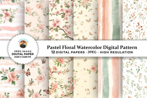 Download Pastel Floral Watercolor Digital Pattern - Floral Collection