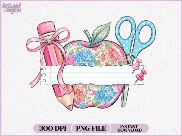 Download Personalized Floral Apple Back to School - Floral Collection