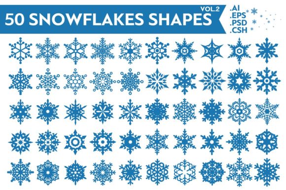 Download 50 Snowflakes Vector Shapes Vol.2 - Snowflakes Collection