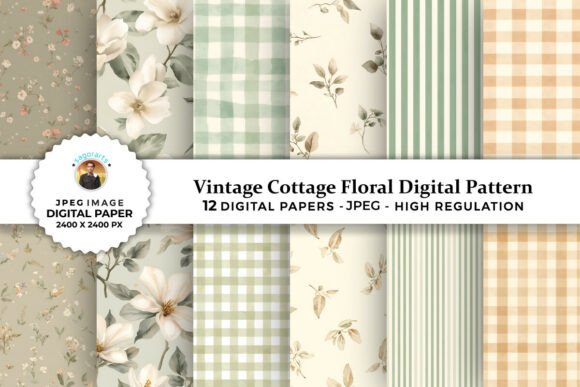 Download Vintage Cottage Floral Digital Patterns - Floral Collection