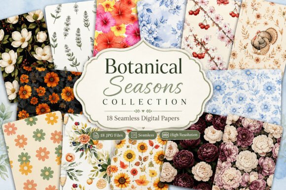 Download Botanical Seasons Seamless Paper - Seasons Collection
