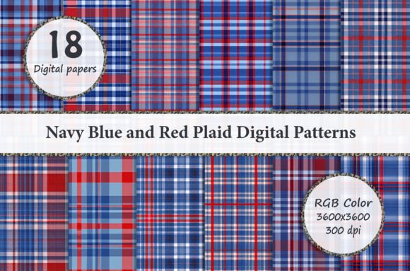 Download Navy Blue and Red Plaid Digital Patterns - Digital pattern Collection