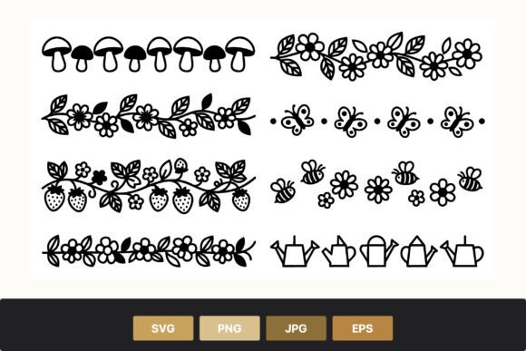 Download Floral Butterfly Bee Mushroom Borders - Floral Collection