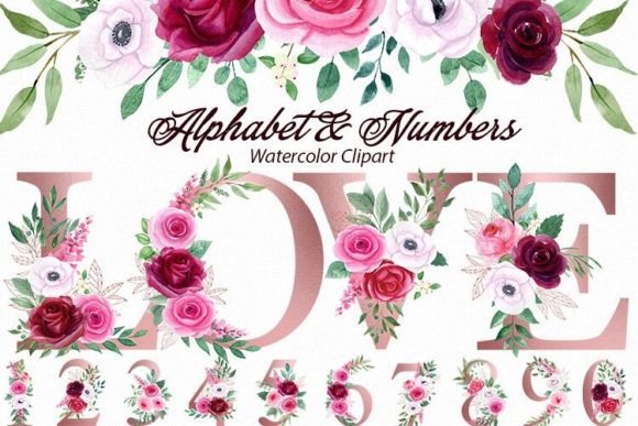 Download Rose Gold Floral Alphabet, Numbers, Png - Floral Collection