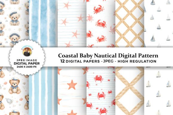 Download Coastal Baby Nautical Digital Patterns - Digital pattern Collection