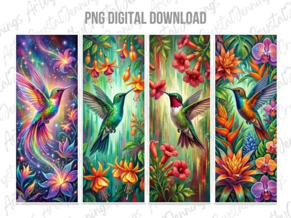 Download Vibrant Colorful Floral Hummingbird PNG - Floral Collection